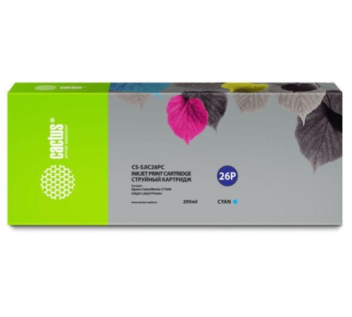 -/ Картридж струйный Cactus CS-SJIC26PC C33S020619 голубой (295мл) для Epson ColorWorks TM-C7500