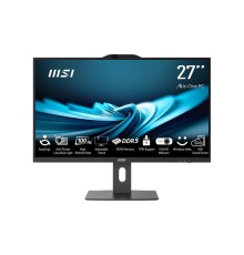 Моноблок MSI Pro AP272P 14M AiO 27" FHD (1920x1080)IPS AG Non-touch, Core i3-14100 (3.5GHz), 8Gb DDR5(1x8Gb), 256GB SSD M.2, Intel UHD, WiFi, BT,camera, WirelessKB&mouse Eng/Rus,No OS,1y war-ty, Black