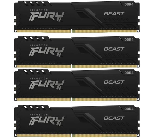 Память оперативная/ Kingston 64GB 3200MT/s DDR4 CL16 DIMM (Kit of 4) FURY Beast Black Память оперативная/ Kingston 64GB 3200MT/s DDR4 CL16 DIMM (Kit of 4) FURY Beast Black