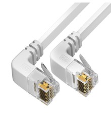 GCR Патч-корд PROF плоский 1.0m, UTP медь кат.6, белый, верхний/верхний угол, ethernet high speed 10 Гбит/с, RJ45, T568B