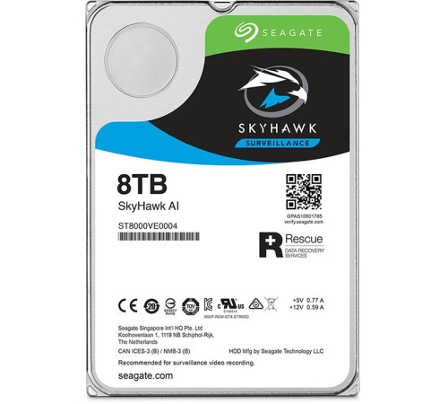 Жесткий диск/ HDD Seagate SATA3 8Tb SkyHawk 7200 256Mb 1 year warranty