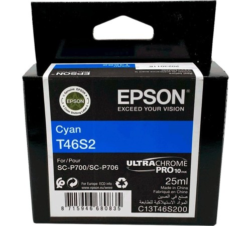 Картридж/ Singlepack Cyan T46S2 UltraChromePro10 ink 25ml Картридж/ Singlepack Cyan T46S2 UltraChromePro10 ink 25ml