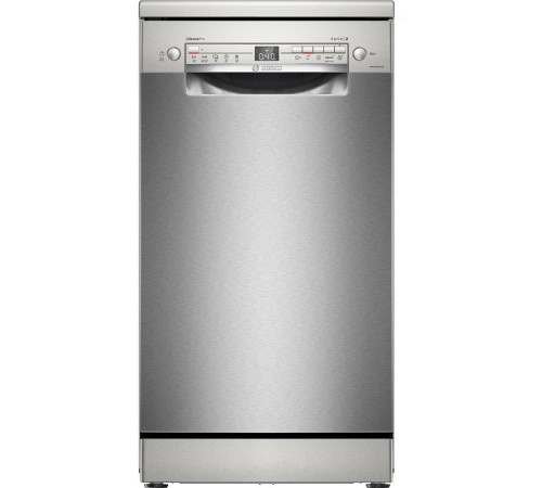 Отдельностоящая посудомоечная машина Bosch, 45 см, 10 комплектов, 10 программ, электронное управление, дисплей, отсрочка старта, уровень шума 46 дБ, энергоэффективность А+, цвет серебряный Отдельностоящая посудомоечная машина Bosch, 45 см, 10 комплектов, 10 программ, электронное управление, дисплей, отсрочка старта, уровень шума 46 дБ, энергоэффективность А+, цвет серебряный