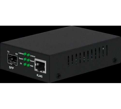 Медиаконвертер Gigabit Ethernet/ Медиаконвертер Gigabit Ethernet, SFP 1000Мбит/c, RJ45 10/100/1000Мбит/c, поддержка LFP. Металлический корпус. БП DC12V(1A) в комплекте. Размеры (ШхВхГ): 70x25x95мм. Вес: 0,2кг. Рабочая температура: -10…+55°С. Совместим с ш Медиаконвертер Gigabit Ethernet/ Медиаконвертер Gigabit Ethernet, SFP 1000Мбит/c, RJ45 10/100/1000Мбит/c, поддержка LFP. Металлический корпус. БП DC12V(1A) в комплекте. Размеры (ШхВхГ): 70x25x95мм. Вес: 0,2кг. Рабочая температура: -10…+55°С. Совместим с ш