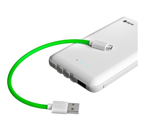 GCR QC Кабель 0.3m MicroUSB, быстрая зарядка, зеленый TPE, белые коннекторы, 28/22 AWG, GCR-53282