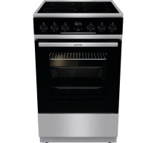 Электрическая плита Gorenje/ Электрическая плита Gorenje, Линия Advanced, Эмаль SilverMatte, стеклокерамическая варочная поверхность, мультифункциональная духовка, объем 70 л, механическое управление, сенсорный программатор IconLED, телескопические направ