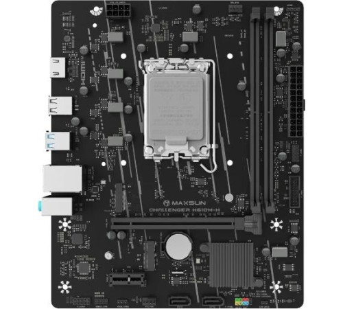 Материнская плата MAXSUN MS-Challenger H610M-H, LGA1700, H610, 2*DDR4, 3*SATA3, M.2, 2*USB 3.2, 4*USB 2.0, 1*PCIEx16, 1*PCIEx1, HDMI,  mATX