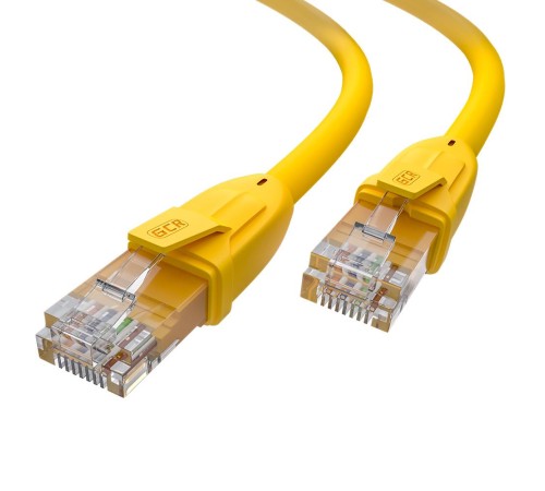 GCR Патч-корд прямой 10.0m UTP кат.6, желтый, 24 AWG, литой, ethernet high speed, RJ45, T568B, GCR-52377