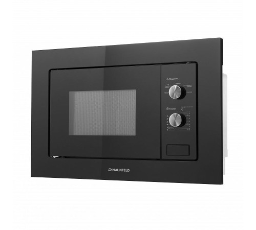 Встраиваемая микроволновая печь MAUNFELD MBMO.20.1PGB/ 60 см, 595x343,5x388 мм, механическое управление, 20 л, 1250 Вт, черный цвет