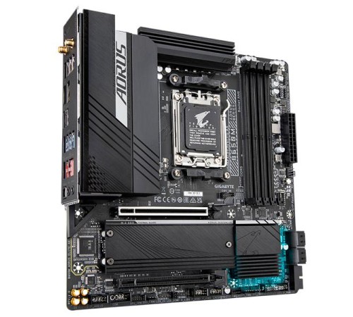 Материнская плата GIGABYTE B650M AORUS ELITE AX, AM5, B650, 4*DDR5, 4*SATA, 2*M.2, 7*USB 3.2, 4*USB 2.0, Type-C, 1*PCIx16, 1*PCIx1, DP+HDMI, mATX
