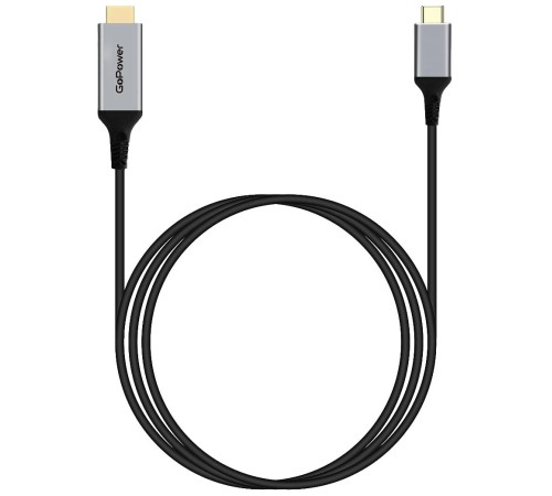 Кабель/ Кабель GoPower Type-C (m)-HDMI (m) 2.0м ПВХ 4K 60Hz черный Premium Zip-Lock c подвесом (1/100) Кабель/ Кабель GoPower Type-C (m)-HDMI (m) 2.0м ПВХ 4K 60Hz черный Premium Zip-Lock c подвесом (1/100)