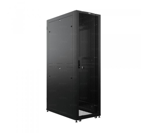 19" Напольный серверный шкаф NTSS DS 48U 800х1200 мм, двойные боковые стенки, панель потолка с 4-я вводами, дверь перфорированная, дверь перфорированная двухстворчатая, регулируемые опоры, ролики, заземление, черный RAL 9005