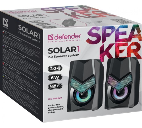 Defender Акустическая 2.0 система Solar 1 6Вт, подсветка, питание от USB