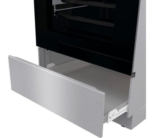 Плита GORENJE/ Комбинированная плита, Цвет: нержавеющая ст, Материал дверцы: Стеклянная дверца, Стандартный шарнир дверцы, Крышка: Металлическая крышка, Тип духовки: Мультифункциональная духовка, Газовая варочная панель, Автоматический электроподжиг вароч
