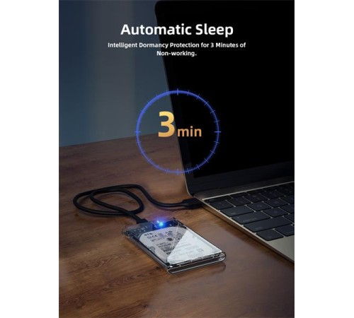 Внешний корпус для диска HDD/SSD Netac WH11 2.5 SATA to USB3.0 External HDD/SSD Case, Slide Transparent Cover, with USB3.0 C to C cable