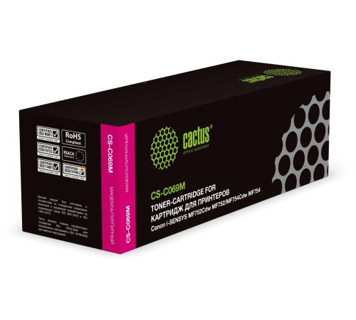 -/ Картридж лазерный Cactus CS-C069M 069 пурпурный (1900стр.) для Canon i-SENSYS MF752Cdw MF752/MF754Cdw MF754