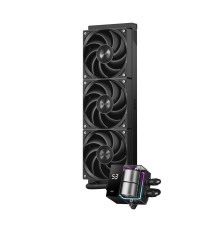 Система охлаждения/ Water Cooling System PCCooler DS360 BK (310W, 360mm, LED temp., Black, ARGB Pump/ Fans: 3x120mm, 86.73CFM, 28dBA, 2200RPM/ Pump height 67mm, 28dBA, 3200RPM, Rad thickness 27mm/ S: 1851, 1700, 1200, 20XX, 115X, AM5, AM4)