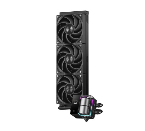Система охлаждения/ Water Cooling System PCCooler DS360 BK (310W, 360mm, LED temp., Black, ARGB Pump/ Fans: 3x120mm, 86.73CFM, 28dBA, 2200RPM/ Pump height 67mm, 28dBA, 3200RPM, Rad thickness 27mm/ S: 1851, 1700, 1200, 20XX, 115X, AM5, AM4) Система охлаждения/ Water Cooling System PCCooler DS360 BK (310W, 360mm, LED temp., Black, ARGB Pump/ Fans: 3x120mm, 86.73CFM, 28dBA, 2200RPM/ Pump height 67mm, 28dBA, 3200RPM, Rad thickness 27mm/ S: 1851, 1700, 1200, 20XX, 115X, AM5, AM4)