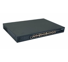 PoE Коммутатор OSNOVO SW-8244/L(400W) Управляемый L2+ PoE коммутатор Gigabit Ethernet на 24 RJ45 PoE + 4 x GE Combo Uplink порта. Порты: 2 x GE (10/100/1000Base-T) с PoE (до 90W, A+B) + 22 x GE (10/100/1000Base-T) с