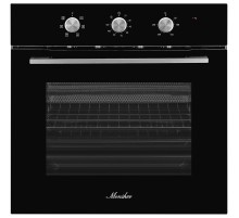 Духовой шкаф MONSHER/ Духовой шкаф MONSHER, 5 режимов работы, объем духовки 58 л., утапливаемые переключатели, механический таймер, 2 стекла в дверце, энергоэффективность А, цвет: черный,фурнитура серебряная