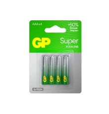 Батарейки AAA Алкалиновые батарейки GP Super Alkaline G-Tech 24A AAA - 4 шт. на блистере
