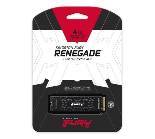 Твердотельный накопитель Kingston SSD 4TB SFYRDK/4000G Fury Renegade M.2 2280 PCIe 4.0 x4 NVMe R7300/W7000MB/s 3D TLC MTBF 2M 4,0PBW Retail Heatsink 1 year Твердотельный накопитель Kingston SSD 4TB SFYRDK/4000G Fury Renegade M.2 2280 PCIe 4.0 x4 NVMe R7300/W7000MB/s 3D TLC MTBF 2M 4,0PBW Retail Heatsink 1 year