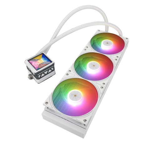 Водяное охлаждение для процессора/ Water Cooling System Thermalright Frozen Warframe 360 Ultra White Argb (360mm, White, ARGB/ Fans: 3x120mm, 70.84CFM, 29.8dBA, 2000RPM/ Pump height 60mm, 23dBA, 3000RPM, Rad thickness 27mm/ S: 1200, 1700, 1851, 2011, 2066