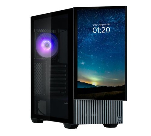 корпус ZALMAN Z10 DS, ATX, BLACK, WINDOW, built-in 15.6-inch FHD display, 2x3.5", 2x2.5", 2xUSB3.0, 1xUSB 3.1 Type-C, FRONT 2x120mm, REAR 1x120mm ARGB