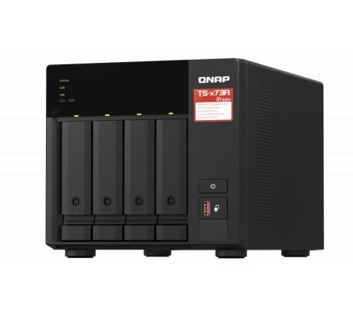 Сетевое хранилище без дисков/ SMB QNAP TS-473A-8G NAS, 4-tray w/o HDD, 2xM.2 SSD Slot. Quad-сore AMD Ryzen Embedded V1500B 2.2 GHz, 8GB DDR4 (1 x 8GB) up to 64GB (2 x 32GB), 2x 2.5 Gigabit LAN