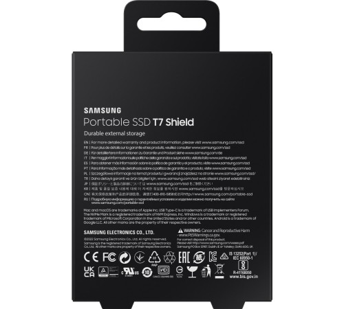 Внешние HDD и SSD/ Samsung External SSD T7 Shield, 4TB, Type C-to-C/A, USB 3.2 Gen2, R/W 1050/1000MB/s, IP65, 88x59x13mm, 98g, Black (12 мес.) Внешние HDD и SSD/ Samsung External SSD T7 Shield, 4TB, Type C-to-C/A, USB 3.2 Gen2, R/W 1050/1000MB/s, IP65, 88x59x13mm, 98g, Black (12 мес.)
