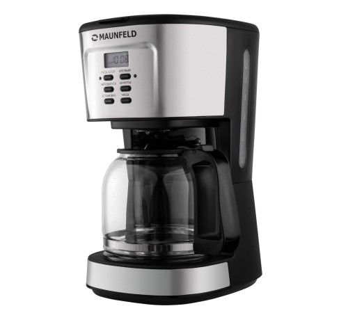 Кофеварка капельного типа MAUNFELD/ Кофеварка капельного типа MAUNFELD MF-722S, мощность 900 Вт, отсрочка запуска, дисплей, режим подогрева, объем кофейника 1,5 л, цвет нержавеющая сталь