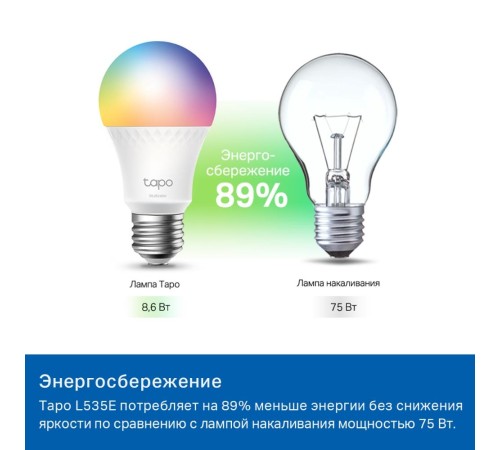 Умная Wi-Fi лампа/ Smart Light Bulb, Multicolor,Matter