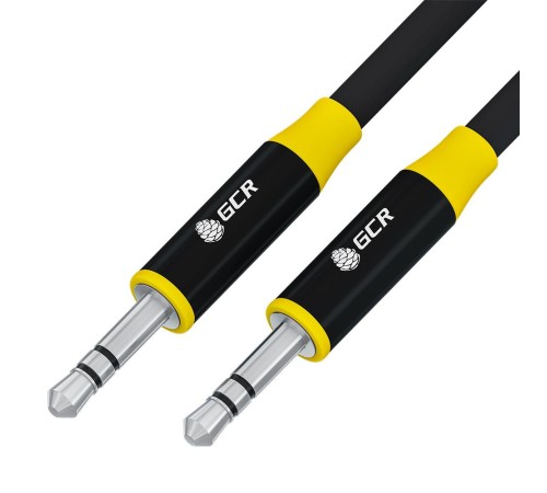 GCR Кабель 0.5m аудио jack 3.5mm/jack 3.5mm черный, AL case черный, желтая окантовка, M/M, GCR-54754