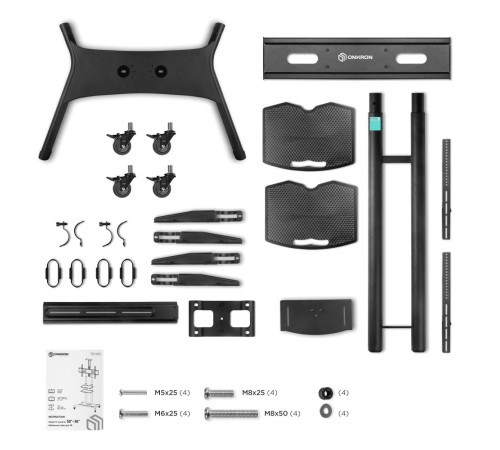 ONKRON мобильная стойка для ТВ 50"-86", макс 90.9кг, чёрная TS1881 ONKRON мобильная стойка для ТВ 50"-86", макс 90.9кг, чёрная TS1881