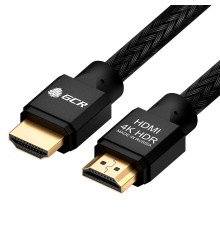 GCR Кабель PROF 15.0m HDMI 2.0, черный нейлон, AL корпус черный, фер.кольца, HDR 4:2:0, Ultra HD, 3D, AUDIO, 18.0 Гбит/с