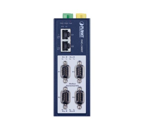 медиаконвертер/ PLANET IMG-2400T IP40 Industrial 4-Port RS232/RS422/RS485 Modbus Gateway (2 x 10/100BASE-TX, -40~75 degrees C, 15KV isolation, dual 12~48V DC, 2xDI + 2xDO, Modbus RTU/ASCII, Master/Slave ) медиаконвертер/ PLANET IMG-2400T IP40 Industrial 4-Port RS232/RS422/RS485 Modbus Gateway (2 x 10/100BASE-TX, -40~75 degrees C, 15KV isolation, dual 12~48V DC, 2xDI + 2xDO, Modbus RTU/ASCII, Master/Slave )
