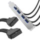 GCR Планка в корпус USB 3.0, 2 порта 20 pin на 4 внешних порта, 0.58m, черный, GCR-55564
