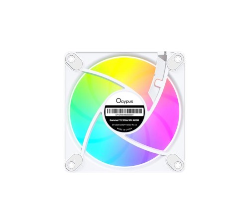 Вентилятор для корпуса Ocypus Gamma F12 Elite WH ARGB 3 IN 1, 120x120x25mm, 4-PIN PWM, 600-1800 RPM, 26 DBA MAX, HYDRO BEARING