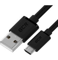 GCR QC Кабель 1.5m MicroUSB, быстрая зарядка, черный TPE, черные коннекторы, 28/22 AWG, GCR-52461