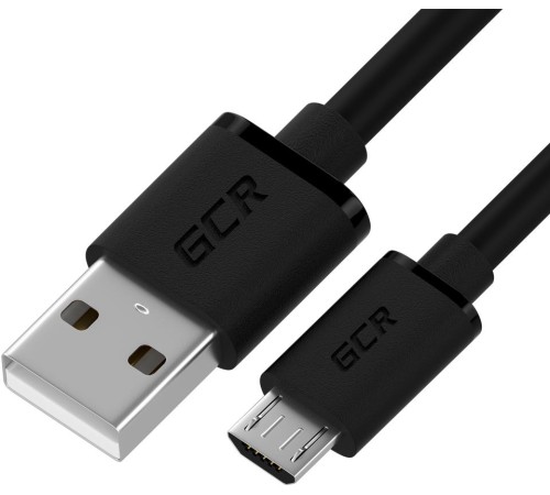 GCR QC Кабель 1.5m MicroUSB, быстрая зарядка, черный TPE, черные коннекторы, 28/22 AWG, GCR-52461