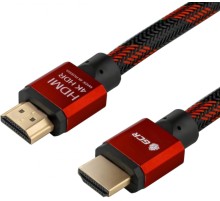 Greenconnect Кабель 3.0m HDMI версия 2.0, HDR 4:2:2, Ultra HD, 4K 60 fps 60Hz/5K*30Hz, 3D, AUDIO, 18.0 Гбит/с, 28/28 AWG, OD7.3mm, тройной экран, BICOLOR нейлон, AL корпус красный, GCR-51491