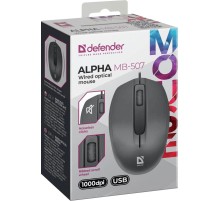 Проводная оптическая мышь Defender 52507 Alpha MB-507 черн,3D,бесшумная,1,8м