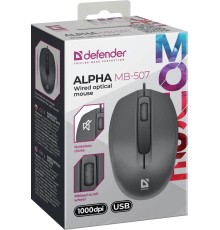 Проводная оптическая мышь Defender 52507 Alpha MB-507 черн,3D,бесшумная,1,8м
