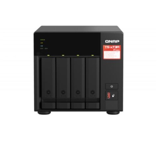 Сетевое хранилище без дисков/ SMB QNAP TS-473A-8G NAS, 4-tray w/o HDD, 2xM.2 SSD Slot. Quad-сore AMD Ryzen Embedded V1500B 2.2 GHz, 8GB DDR4 (1 x 8GB) up to 64GB (2 x 32GB), 2x 2.5 Gigabit LAN