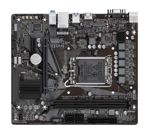 Материнская плата GIGABYTE H610M H V2, LGA1700, H610, 2*DDR5, 4*SATA, 1*M.2, 2*USB 3.2, 4*USB 2.0, 1*PCIx16, 1*PCIx1, D-Sub+HDMI, mATX
