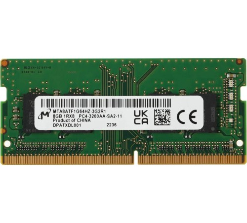 Память оперативная/ Crucial 8GB DDR4 3200 SO-DIMM CL22 Память оперативная/ Crucial 8GB DDR4 3200 SO-DIMM CL22