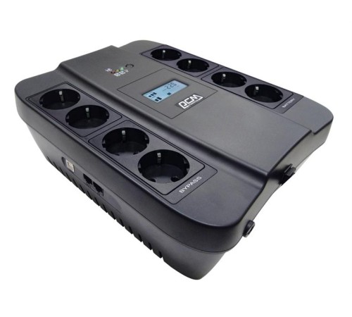 Источник бесперебойного питания Powercom Back-UPS SPIDER, Line-Interactive, LCD, AVR, 1100VA/605W, 8xSchuko outlets (4 surge & 4 batt), black (1138694)