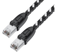 GCR Патч-корд PROF прямой 15.0m, UTP медь кат.6, STRONG черно-белый нейлон, ethernet high speed 10 Гбит/с, T568B, GCR-52781