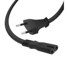 GCR Кабель питания 1.5m, CEE 7/16 / IEC C7, черный, 2*0,5mm, GCR-54293