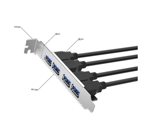 GCR Планка в корпус USB 3.0, 2 порта 20 pin на 4 внешних порта, 0.58m, черный, GCR-55564 GCR Планка в корпус USB 3.0, 2 порта 20 pin на 4 внешних порта, 0.58m, черный, GCR-55564